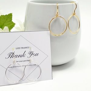 Hoop earrings  Set 2 Hoop Gold /Silver wire filled